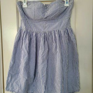 Striped strapless mini dress